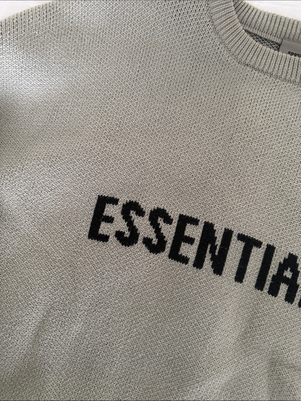 Essentials Crewneck Sweater in Light Gray with Black Logo - Picture 3 of 4